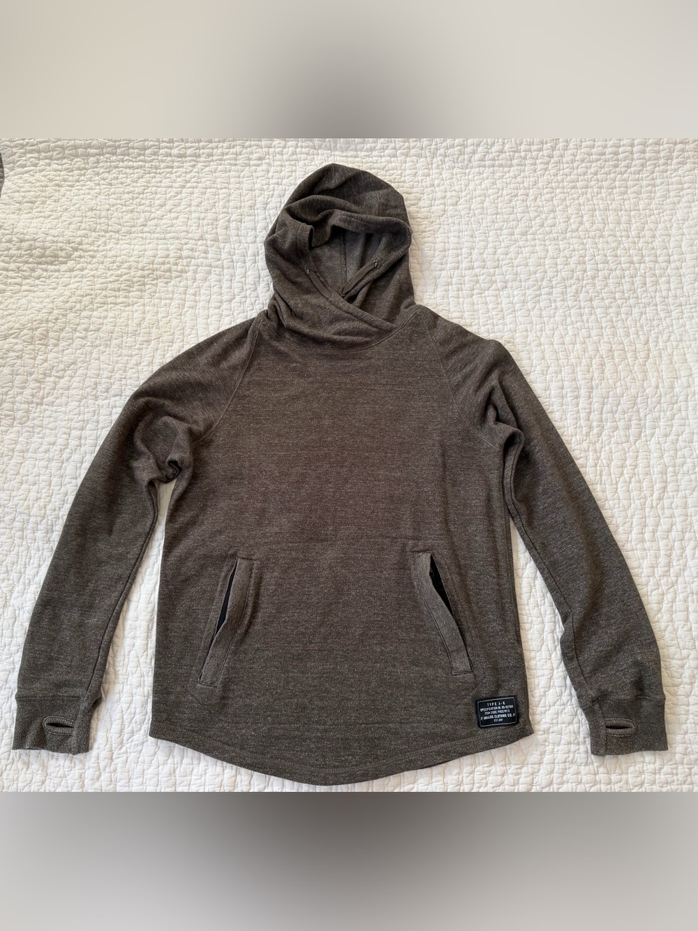 Unisex Analog Hooded Long-Sleeve Shirt in Olive Brown